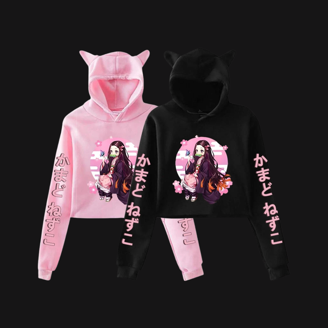 Nezuko Crop Top Pullover Hoodie