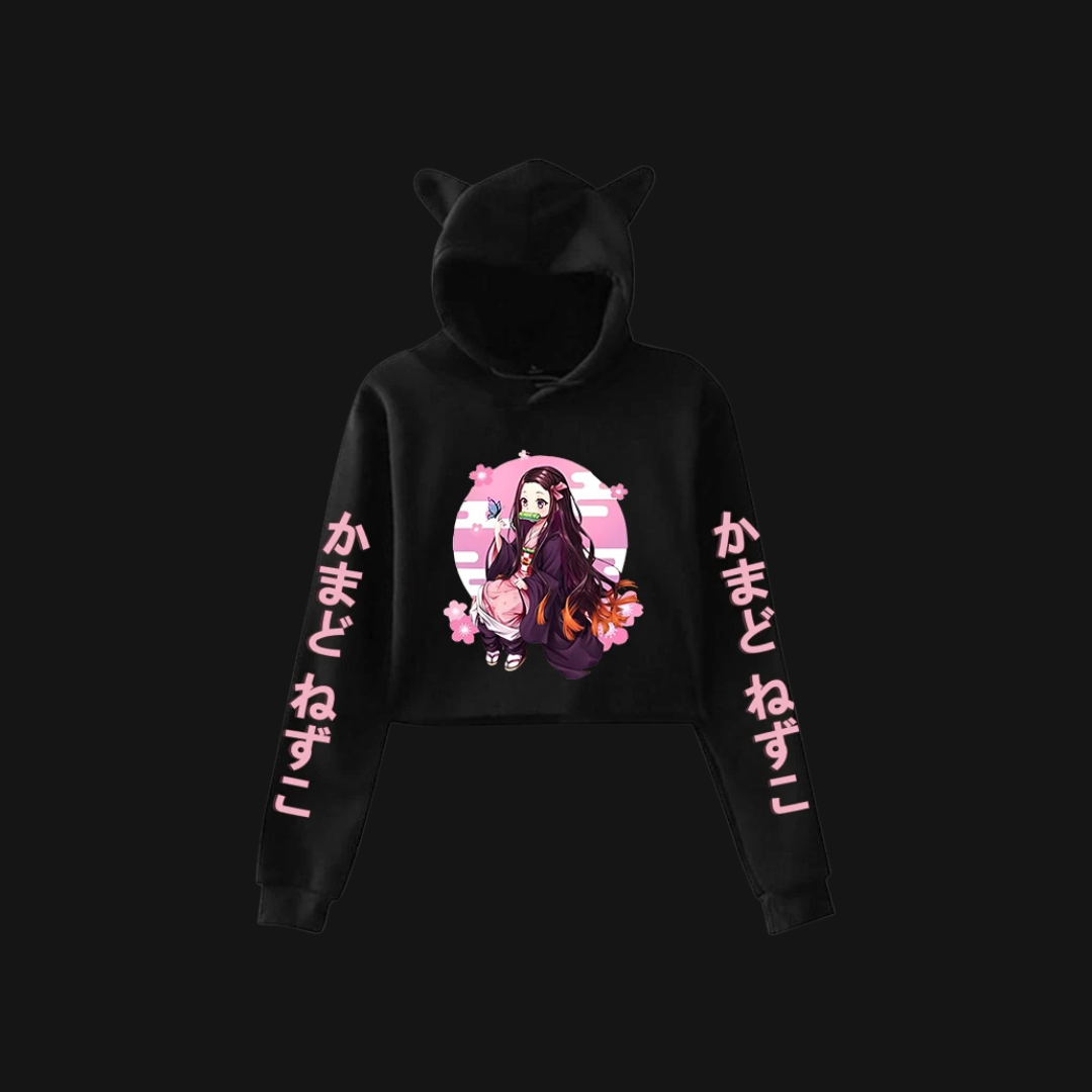 Nezuko Crop Top Pullover Hoodie
