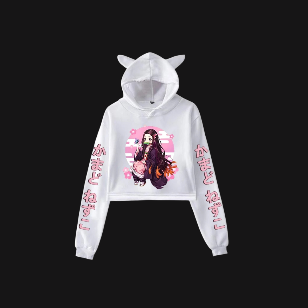 Nezuko Crop Top Pullover Hoodie