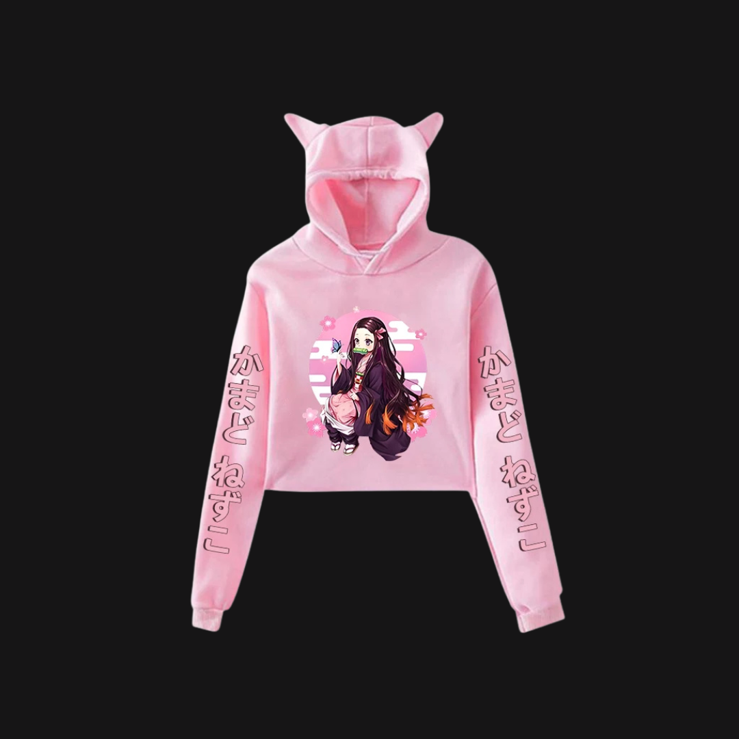 Nezuko Crop Top Pullover Hoodie