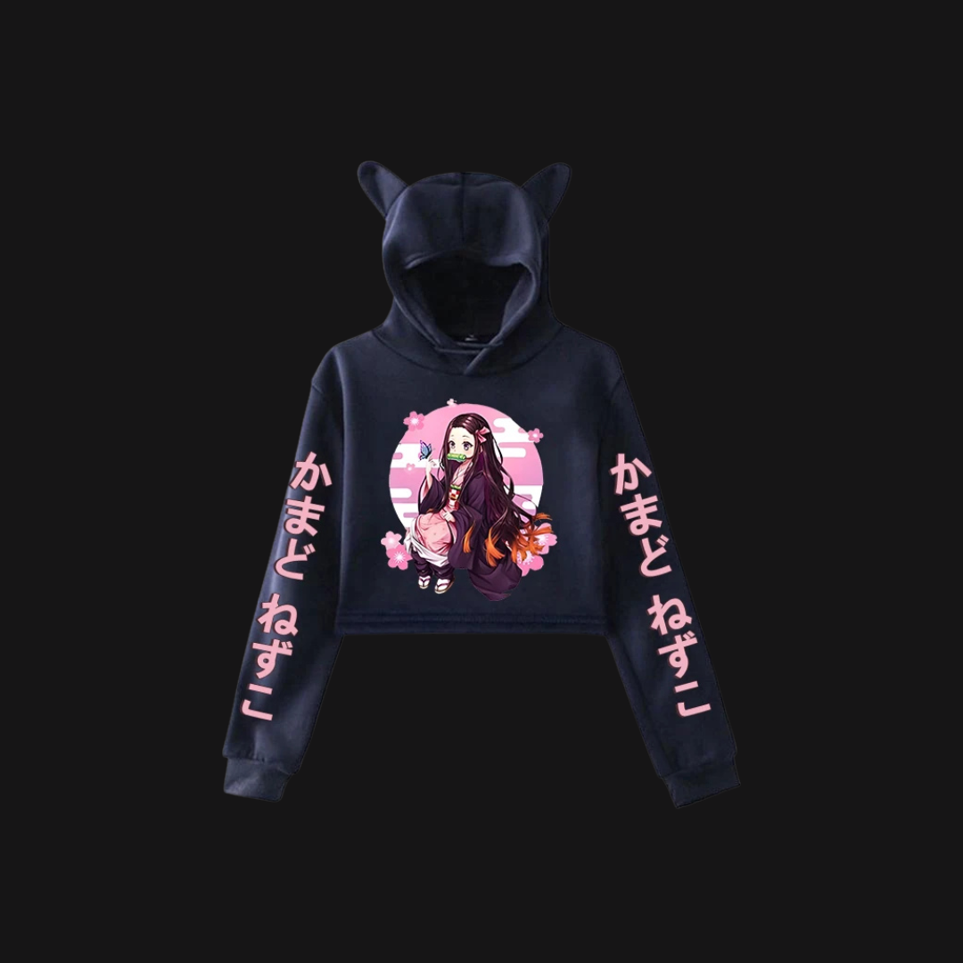 Nezuko Crop Top Pullover Hoodie