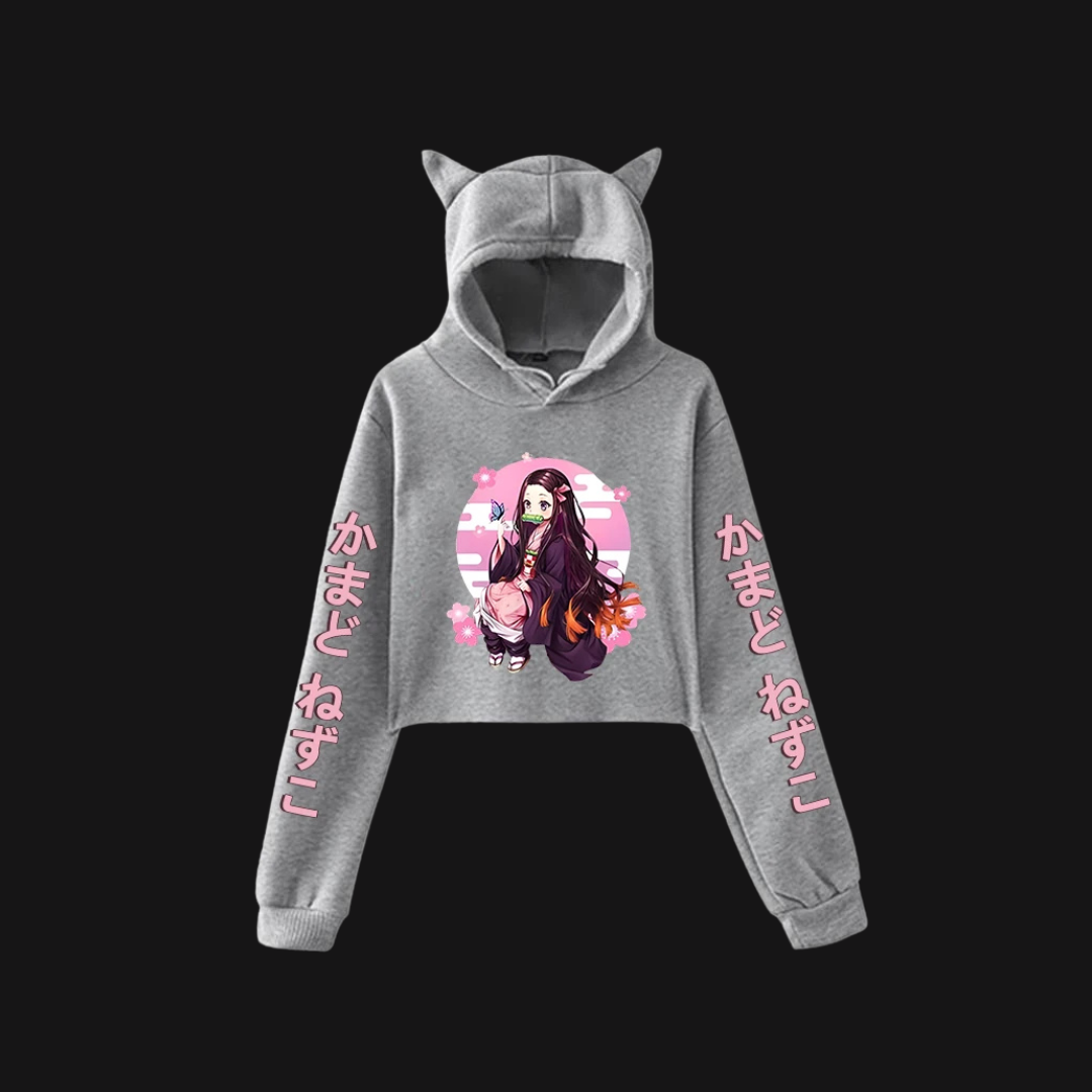 Nezuko Crop Top Pullover Hoodie